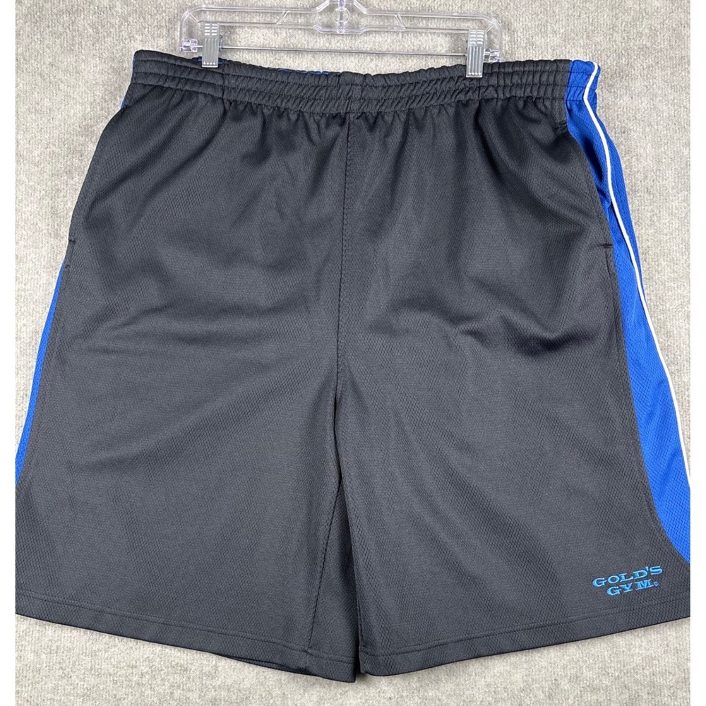 Gold's Gym Mesh Athletic Training Shorts 2XL Black Blue Drawstring Pockets - Picture 2 of 10